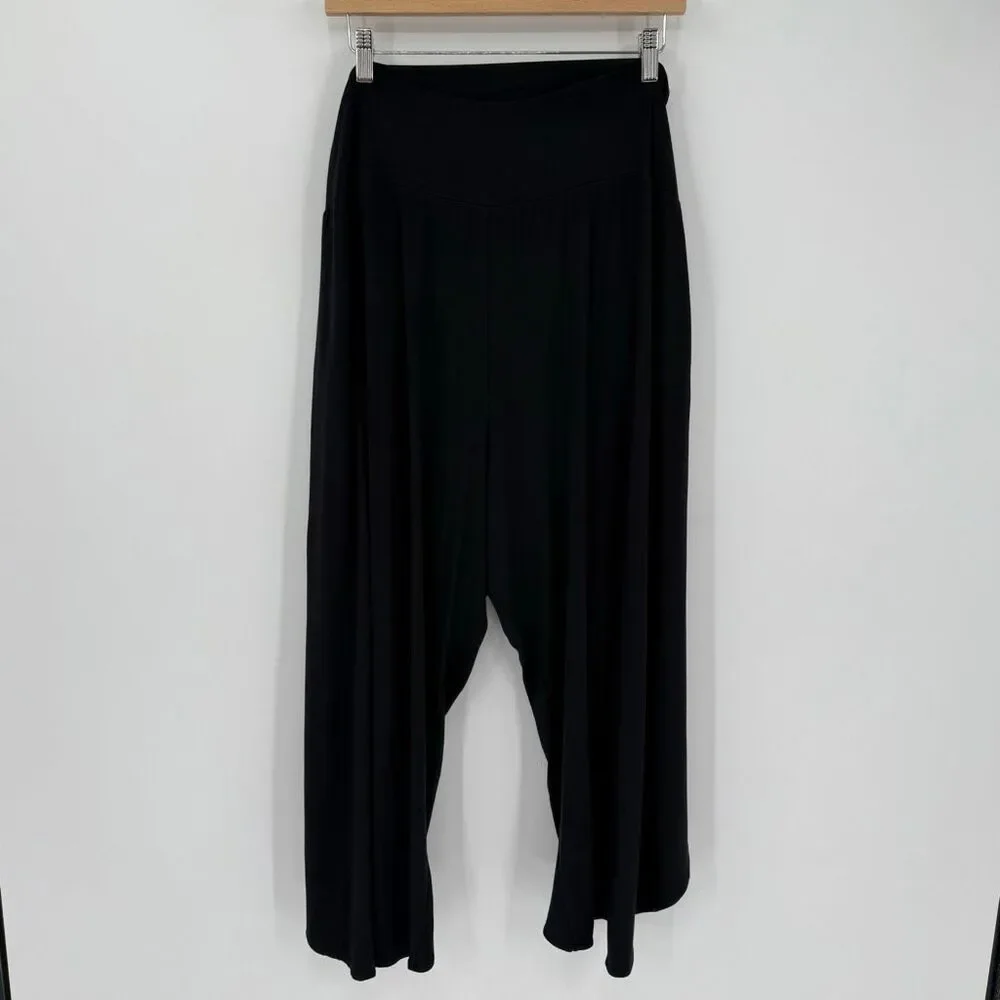 Athleta Release Pant Black‎ XL Modal Wrap Front Split Leg Yoga Lounge Pants